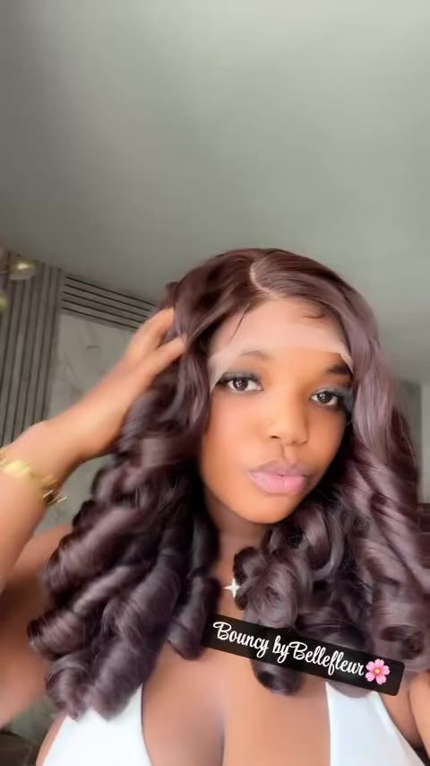 Bouncy Mocha - Lace Wig Synthétique Premium
